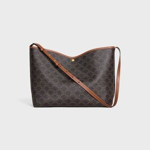 Celine Soft Shopper Bag in Tan Triomphe Canvas & Calfskin